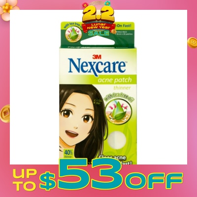 3M NEXCARE Acne Patch with Tea Tree Oil 40% Thinner 8mm Day Use (Clear Acne Spot on Fast) 28s