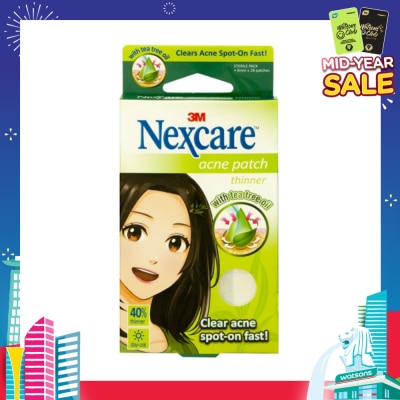 3M NEXCARE Acne Patch with Tea Tree Oil 40% Thinner 8mm Day Use (Clear Acne Spot on Fast) 28s