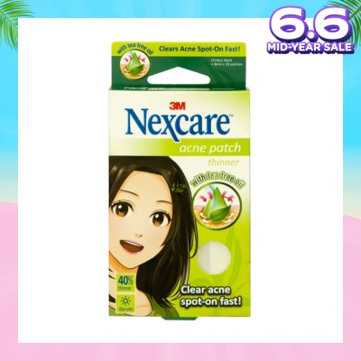 3M NEXCARE Acne Patch with Tea Tree Oil 40% Thinner 8mm Day Use (Clear Acne Spot on Fast) 28s