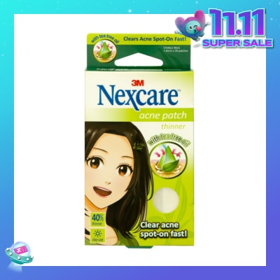 3M NEXCARE Acne Patch with Tea Tree Oil 40% Thinner 8mm Day Use (Clear Acne Spot on Fast) 28s