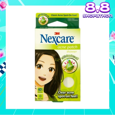 3M NEXCARE Acne Patch with Tea Tree Oil 40% Thinner 8mm Day Use (Clear Acne Spot on Fast) 28s