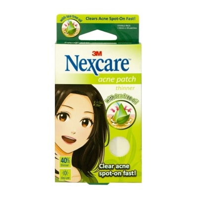 3M NEXCARE Acne Patch with Tea Tree Oil 40% Thinner 8mm Day Use (Clear Acne Spot on Fast) 28s