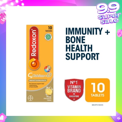REDOXON Vitamin C, D & Calcium Immunity & Bone Health Effervescent Orange 10s