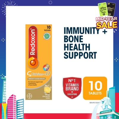 REDOXON Vitamin C, D & Calcium Immunity & Bone Health Effervescent Orange 10s