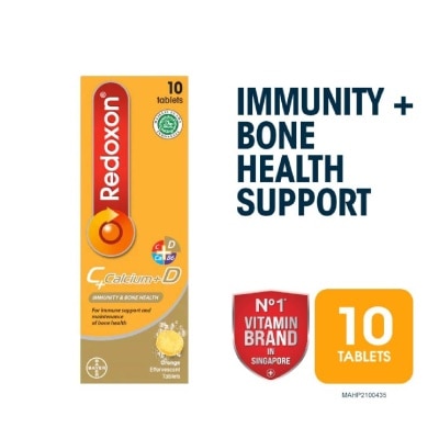 REDOXON Vitamin C, D & Calcium Immunity & Bone Health Effervescent Orange 10s