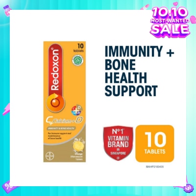 REDOXON Vitamin C, D & Calcium Immunity & Bone Health Effervescent Orange 10s