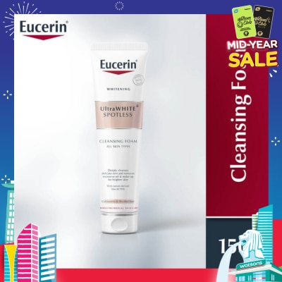 EUCERIN Ultrawhite Spotless Gentle Cleansing Foam (Suitable for All Skin Type + Removes Excessive Oil & Makeup) 150ml