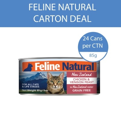 FELINE NATURAL - Chicken & Venison Feast Canned Cat Food 85g x 24s (Per Carton)