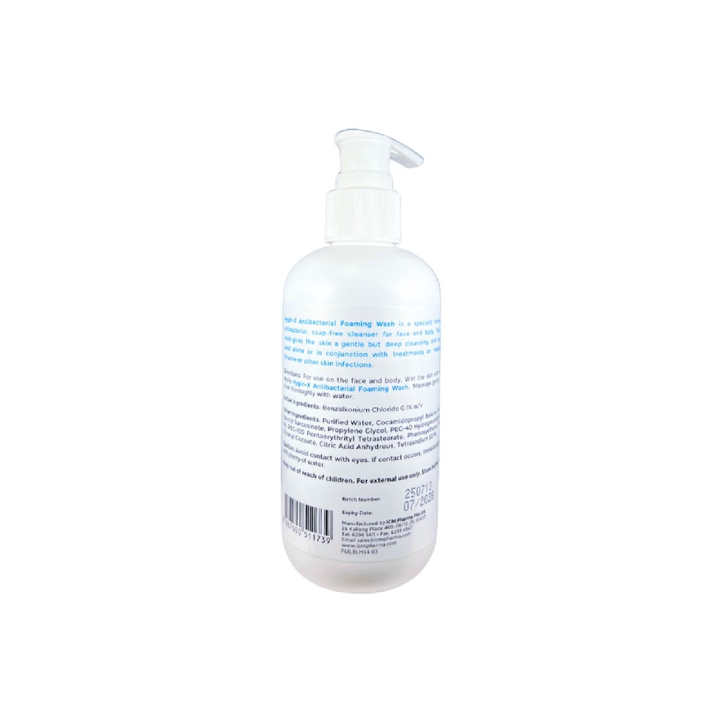 Pharma Hygin-X Antibacterial Acne Foaming Wash For Face & Body 200ml