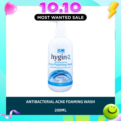 ICM PHARMA Pharma Hygin X Antibacterial Acne Foaming Wash For Face & Body 200ml image