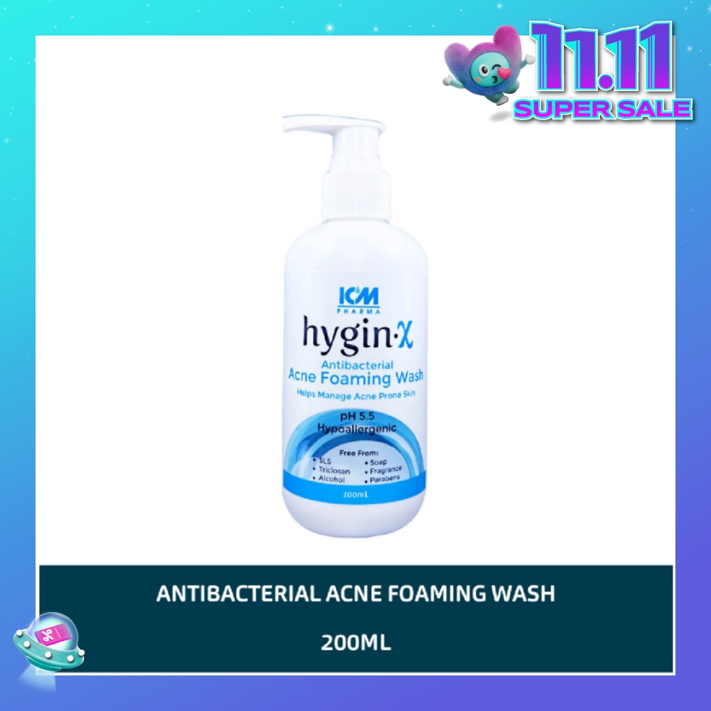 Pharma Hygin-X Antibacterial Acne Foaming Wash For Face & Body 200ml