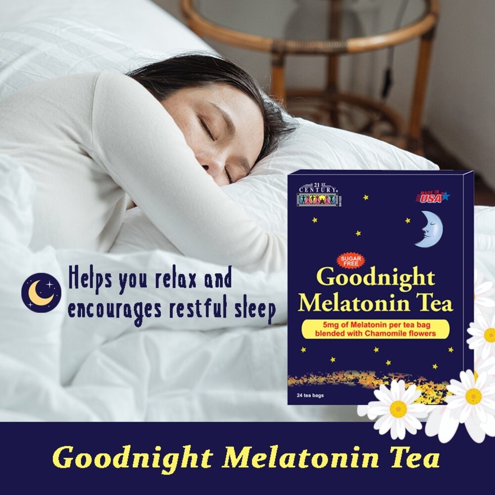 Goodnight Melatonin Sugar-free Tea Bags Blended with Chamomile Flowers (For Relexation & Restful Sleep) 5mg x 24s