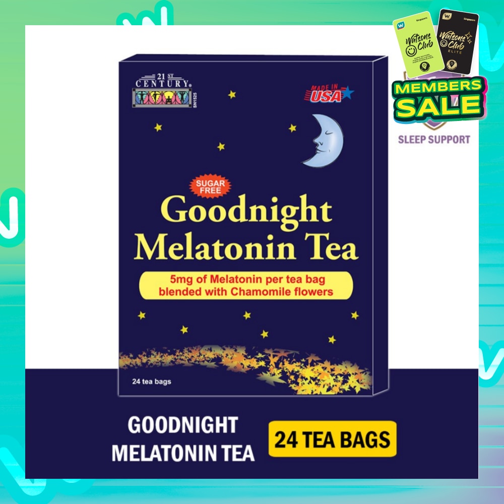 Goodnight Melatonin Sugar-free Tea Bags Blended with Chamomile Flowers (For Relexation & Restful Sleep) 5mg x 24s