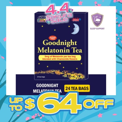 21ST CENTURY - Goodnight Melatonin Sugar-free Tea Bags Blended with Chamomile Flowers (For Relexation & Restful Sleep) 5mg x 24s