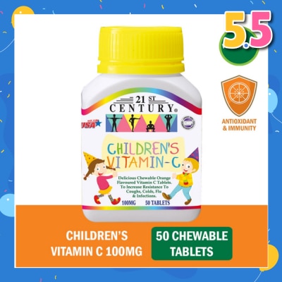 21ST CENTURY Children's Chewable Vegetarian Orange Flavoured Vitamin C Tablets (Maintain Body Resistance)  100mg 50s