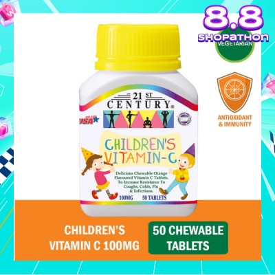 21ST CENTURY Children's Chewable Vegetarian Orange Flavoured Vitamin C Tablets (Maintain Body Resistance)  100mg 50s