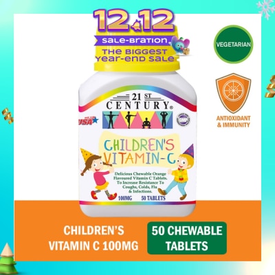 21ST CENTURY Children's Chewable Vegetarian Orange Flavoured Vitamin C Tablets (Maintain Body Resistance)  100mg 50s