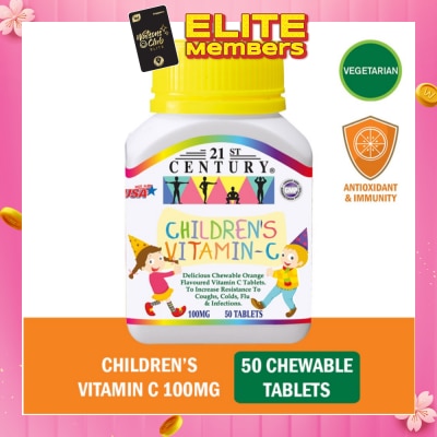 21ST CENTURY Children's Chewable Vegetarian Orange Flavoured Vitamin C Tablets (Maintain Body Resistance)  100mg 50s