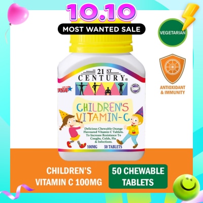 21ST CENTURY Children's Chewable Vegetarian Orange Flavoured Vitamin C Tablets (Maintain Body Resistance) 100mg 50s image
