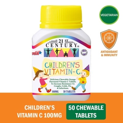 21ST CENTURY Children's Chewable Vegetarian Orange Flavoured Vitamin C Tablets (Maintain Body Resistance)  100mg 50s