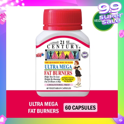 21ST CENTURY Ultra Mega Fat Burners Vegetarian Cholesterol Free Capsules ( Prevent Excess Fat in Liver) 60s
