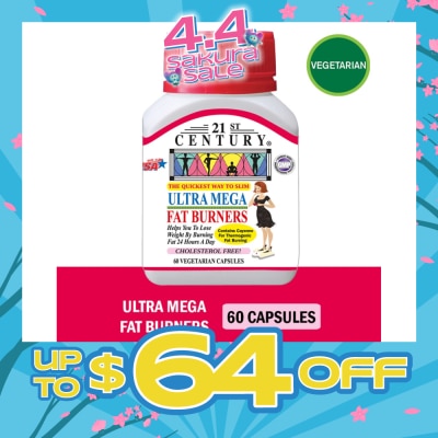 21ST CENTURY - Ultra Mega Fat Burners Vegetarian Cholesterol Free Capsules ( Prevent Excess Fat in Liver) 60s