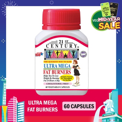 21ST CENTURY Ultra Mega Fat Burners Vegetarian Cholesterol Free Capsules ( Prevent Excess Fat in Liver) 60s