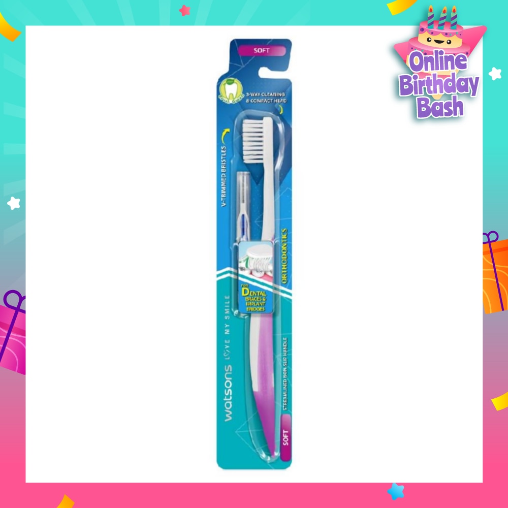 Orthodontics Toothbrush Packset consists Orthodontics Toothbrush Soft 1s + 0.8mm Interdental Brush 1s (For Dental Braces & Implant Bridges)