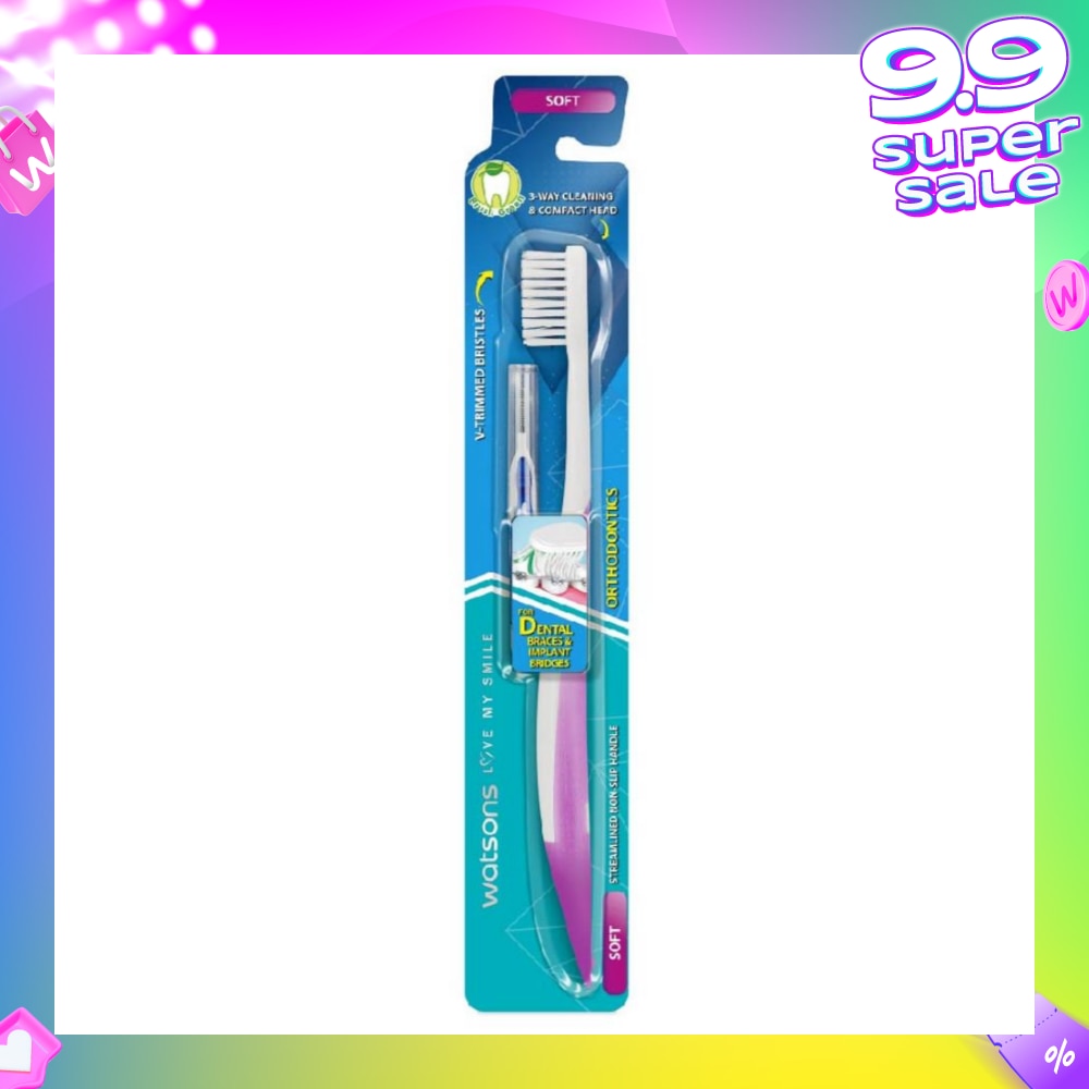 Orthodontics Toothbrush Packset consists Orthodontics Toothbrush Soft 1s + 0.8mm Interdental Brush 1s (For Dental Braces & Implant Bridges)