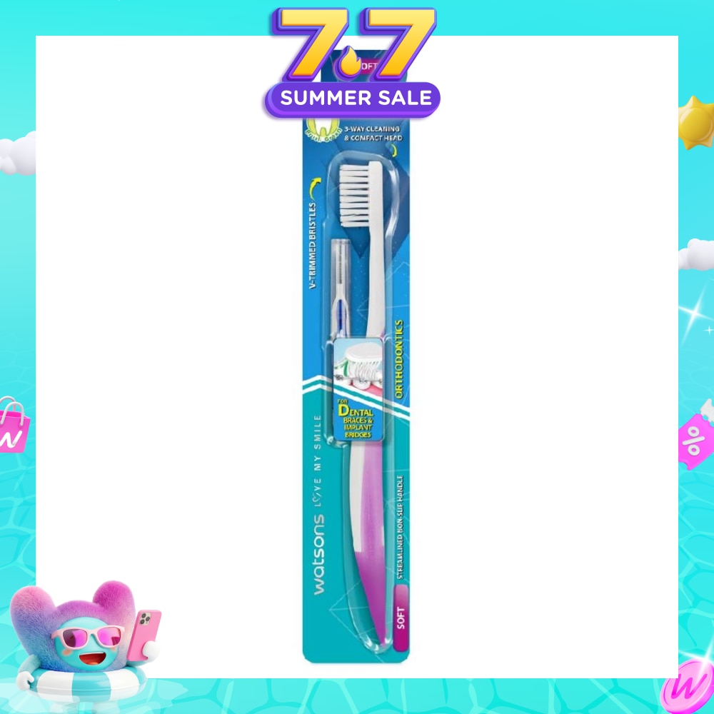Orthodontics Toothbrush Packset consists Orthodontics Toothbrush Soft 1s + 0.8mm Interdental Brush 1s (For Dental Braces & Implant Bridges)