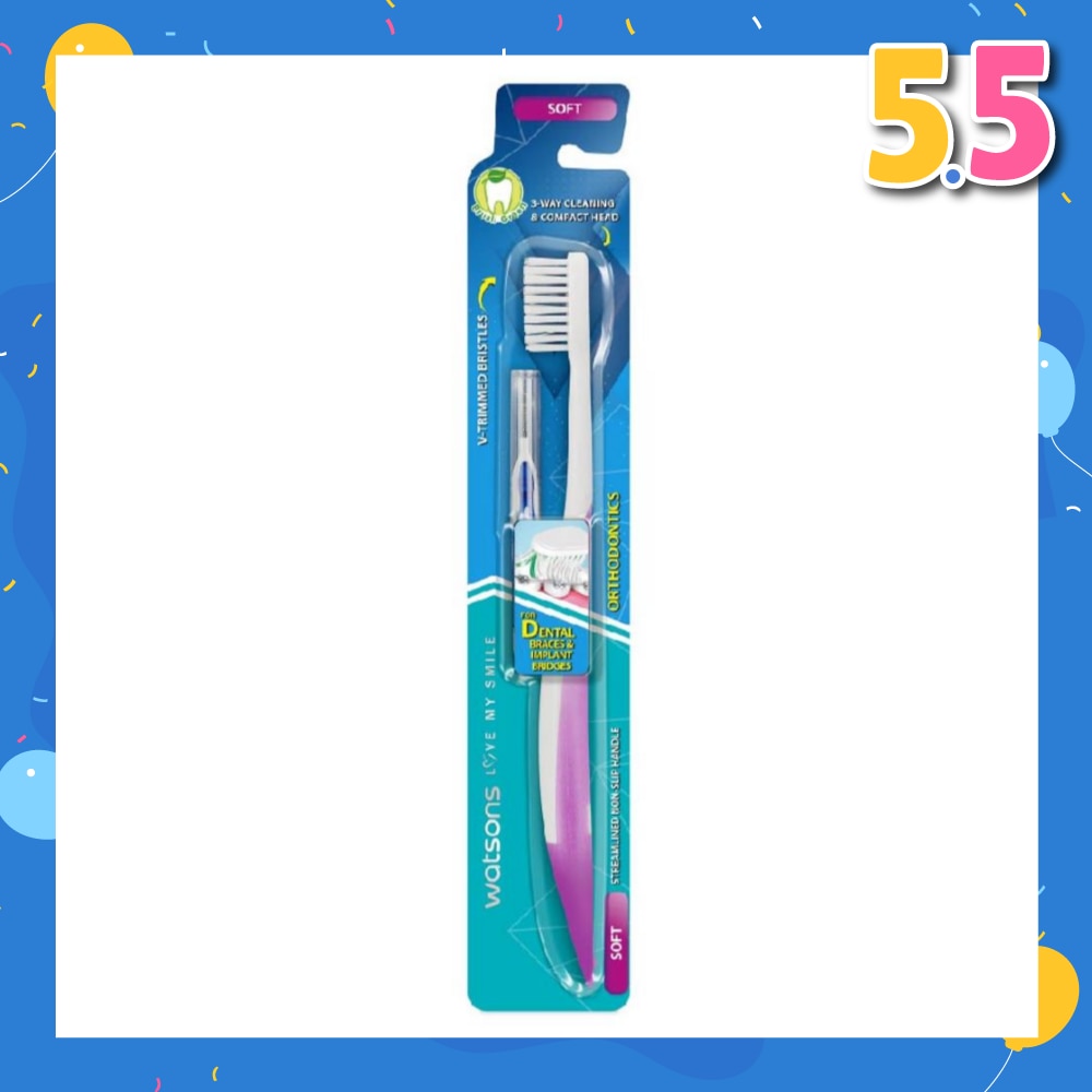 Orthodontics Toothbrush Packset consists Orthodontics Toothbrush Soft 1s + 0.8mm Interdental Brush 1s (For Dental Braces & Implant Bridges)