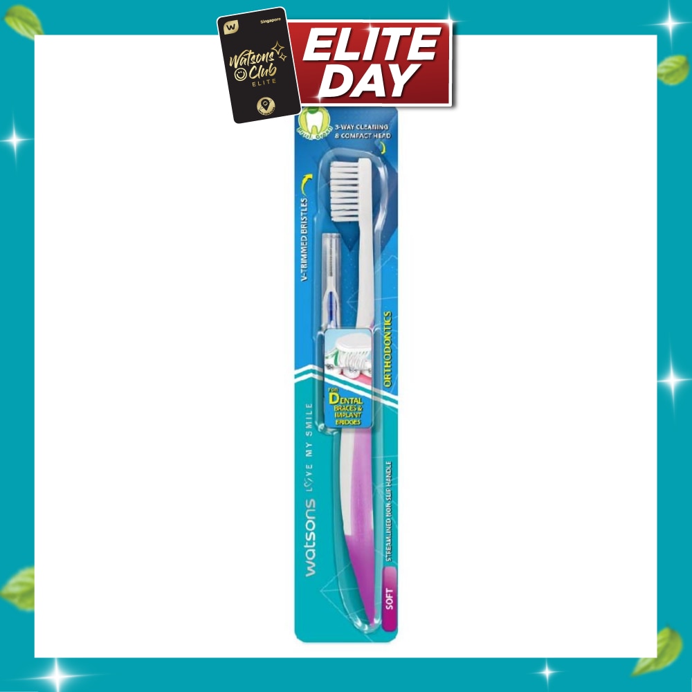Orthodontics Toothbrush Packset consists Orthodontics Toothbrush Soft 1s + 0.8mm Interdental Brush 1s (For Dental Braces & Implant Bridges) image