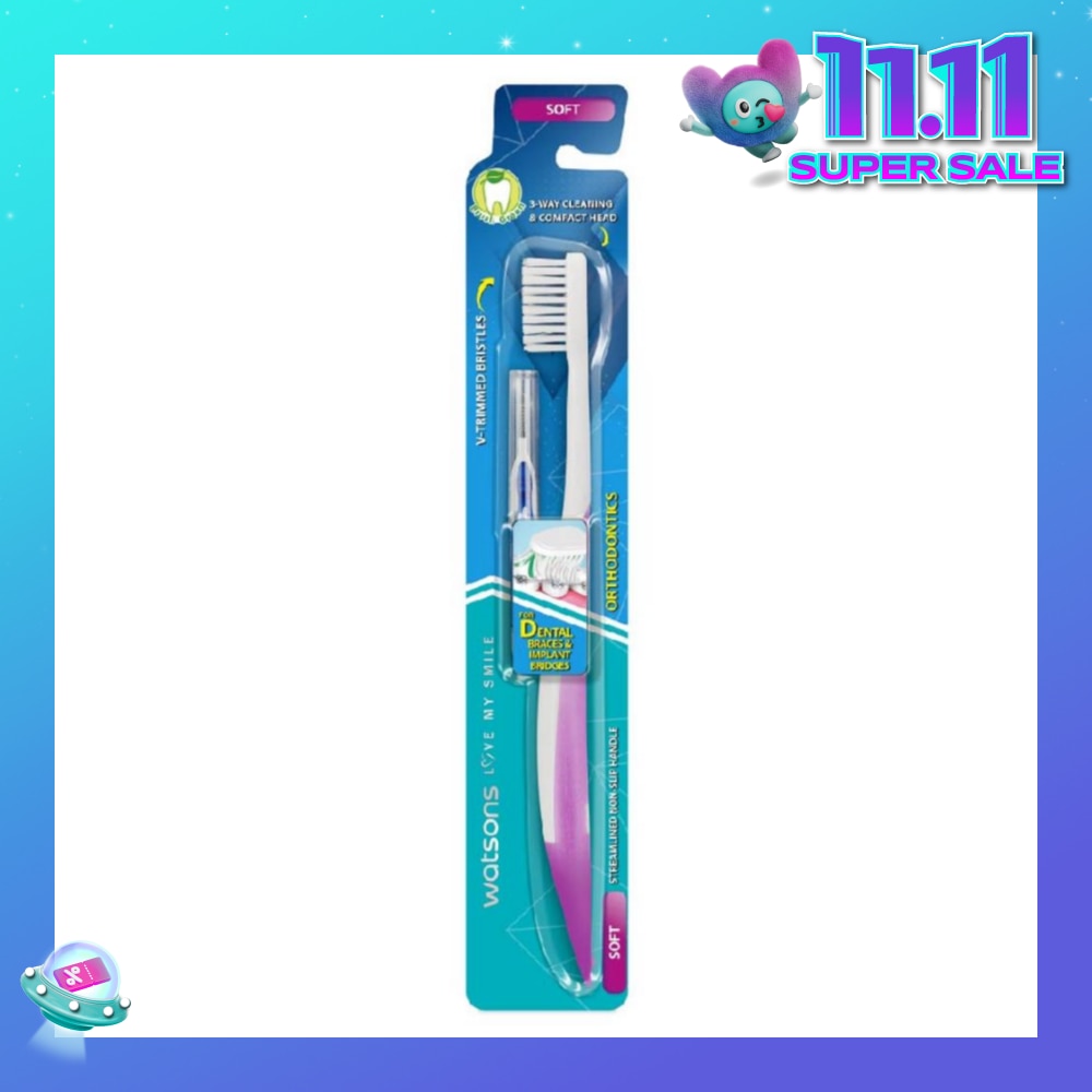 Orthodontics Toothbrush Packset consists Orthodontics Toothbrush Soft 1s + 0.8mm Interdental Brush 1s (For Dental Braces & Implant Bridges)