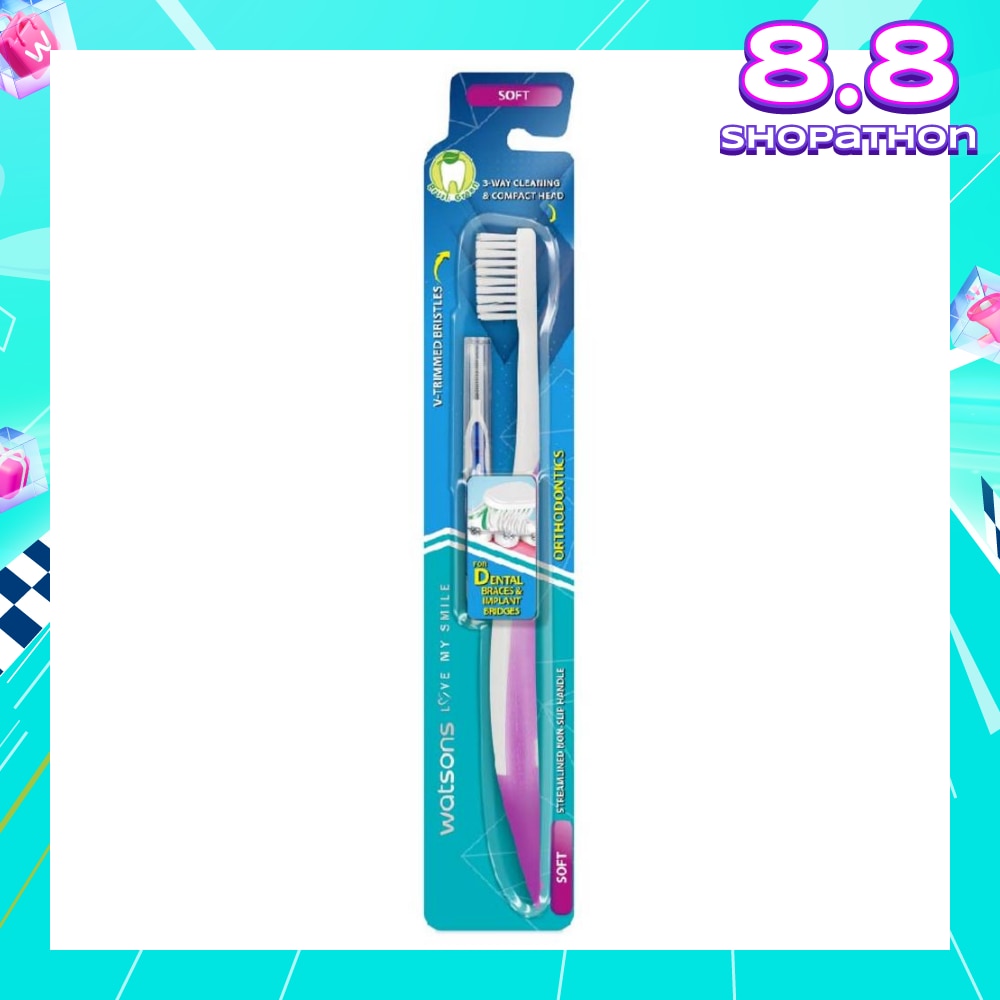 Orthodontics Toothbrush Packset consists Orthodontics Toothbrush Soft 1s + 0.8mm Interdental Brush 1s (For Dental Braces & Implant Bridges)