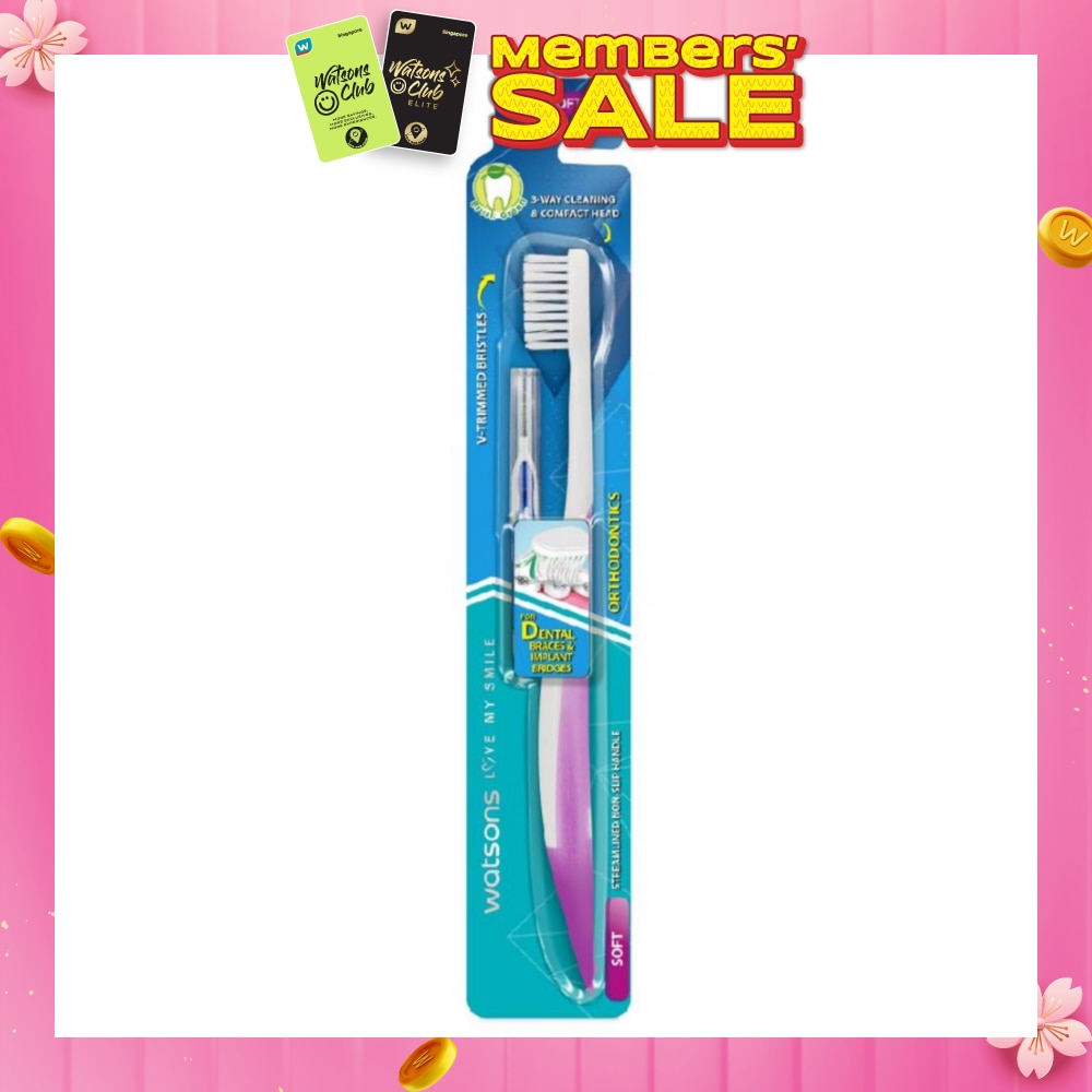 Orthodontics Toothbrush Packset consists Orthodontics Toothbrush Soft 1s + 0.8mm Interdental Brush 1s (For Dental Braces & Implant Bridges)