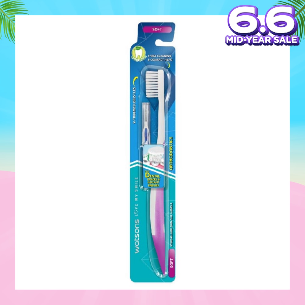 Orthodontics Toothbrush Packset consists Orthodontics Toothbrush Soft 1s + 0.8mm Interdental Brush 1s (For Dental Braces & Implant Bridges)