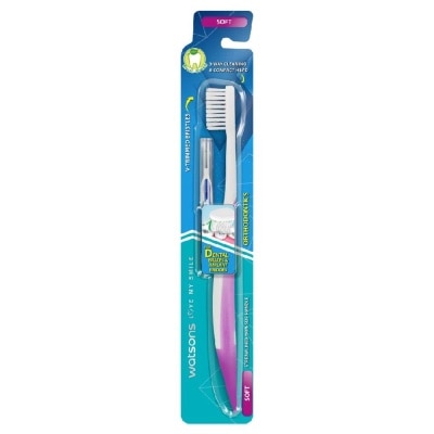 WATSONS Orthodontics Toothbrush Packset consists Orthodontics Toothbrush Soft 1s + 0.8mm Interdental Brush 1s (For Dental Braces & Implant Bridges)