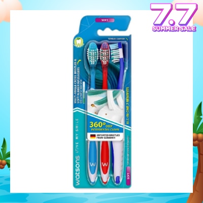 WATSONS All-in-One 7 Benefits Toothbrush Soft (360 Deep Cleaning + Massage Gums + Reduce Odour-Causing Bacteria) 3s