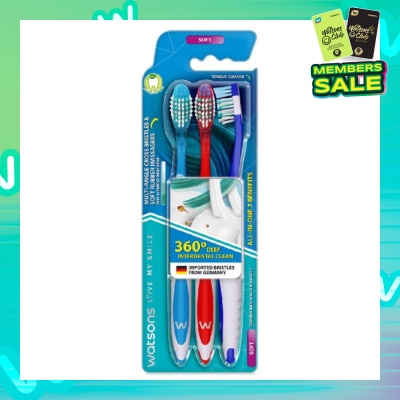 WATSONS All-in-One 7 Benefits Toothbrush Soft (360 Deep Cleaning + Massage Gums + Reduce Odour-Causing Bacteria) 3s