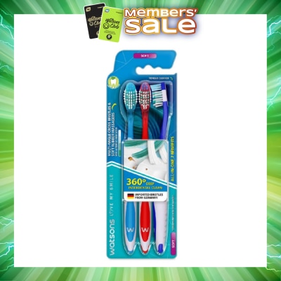 WATSONS - All-in-One 7 Benefits Toothbrush Soft (360 Deep Cleaning + Massage Gums + Reduce Odour-Causing Bacteria) 3s