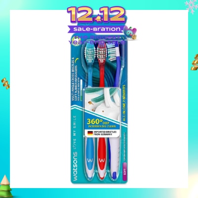 WATSONS All-in-One 7 Benefits Toothbrush Soft (360 Deep Cleaning + Massage Gums + Reduce Odour-Causing Bacteria) 3s