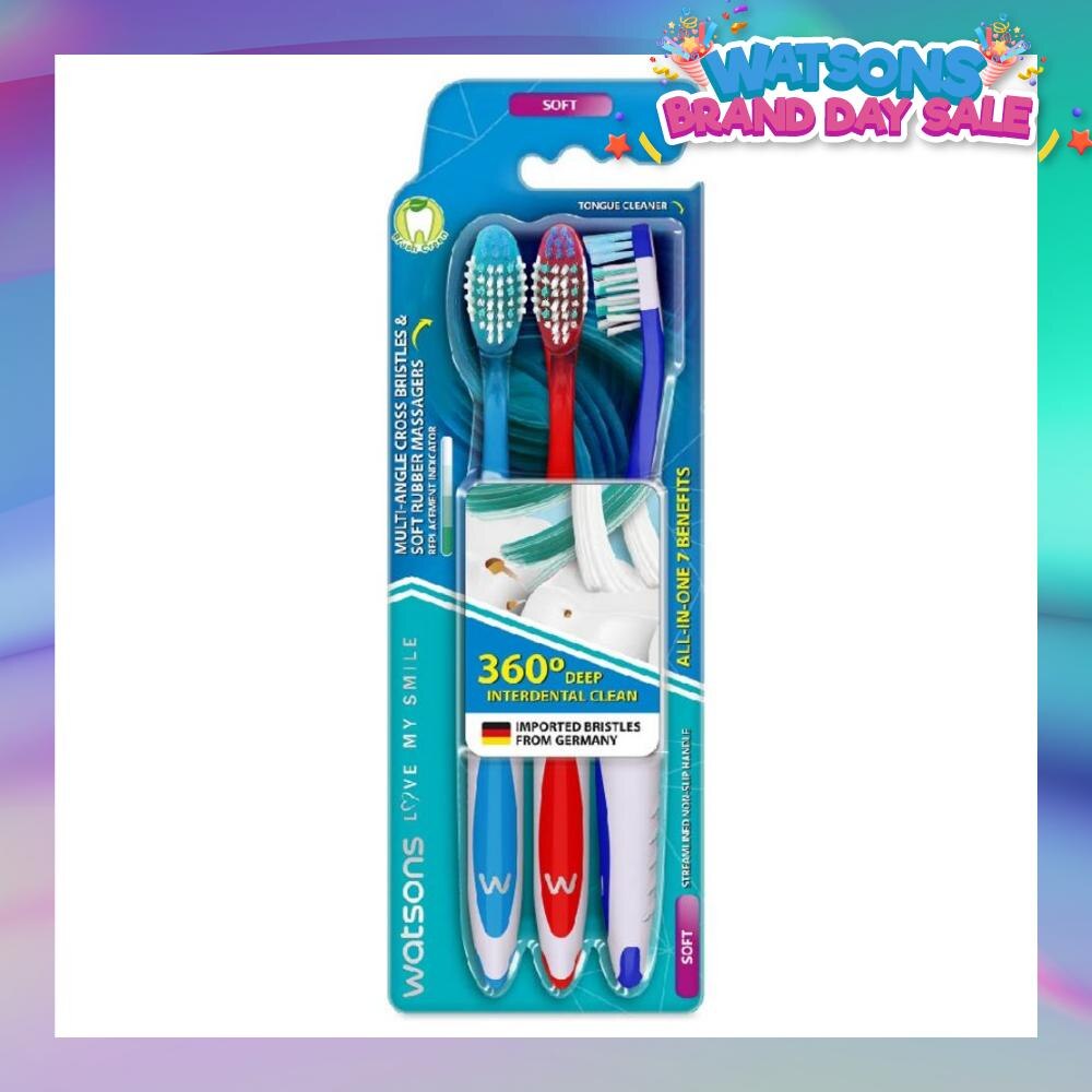 All-in-One 7 Benefits Toothbrush Soft (360 Deep Cleaning + Massage Gums + Reduce Odour-Causing Bacteria) 3s