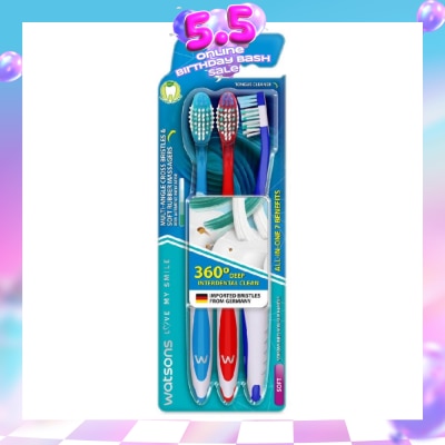 WATSONS - All-in-One 7 Benefits Toothbrush Soft (360 Deep Cleaning + Massage Gums + Reduce Odour-Causing Bacteria) 3s