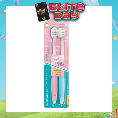 WATSONS - Super Dense Cushion Soft Toothbrush Ultra Soft (<0.01mm Ultra-Fine Soft Anti-Bacterial Bristles + Wide Head) 2s