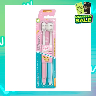 WATSONS Super Dense Cushion Soft Toothbrush Ultra Soft (<0.01mm Ultra-Fine Soft Anti-Bacterial Bristles + Wide Head) 2s