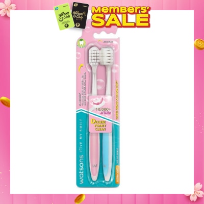 WATSONS Super Dense Cushion Soft Toothbrush Ultra Soft (<0.01mm Ultra-Fine Soft Anti-Bacterial Bristles + Wide Head) 2s