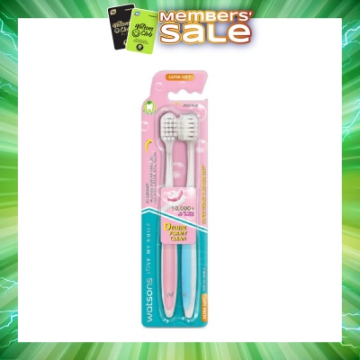 WATSONS - Super Dense Cushion Soft Toothbrush Ultra Soft (<0.01mm Ultra-Fine Soft Anti-Bacterial Bristles + Wide Head) 2s