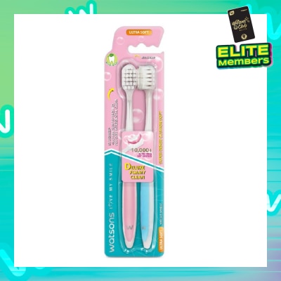 WATSONS Super Dense Cushion Soft Toothbrush Ultra Soft (<0.01mm Ultra-Fine Soft Anti-Bacterial Bristles + Wide Head) 2s