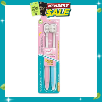 WATSONS Super Dense Cushion Soft Toothbrush Ultra Soft (<0.01mm Ultra Fine Soft Anti Bacterial Bristles + Wide Head) 2s image