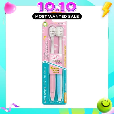 WATSONS Super Dense Cushion Soft Toothbrush Ultra Soft (<0.01mm Ultra Fine Soft Anti Bacterial Bristles + Wide Head) 2s image